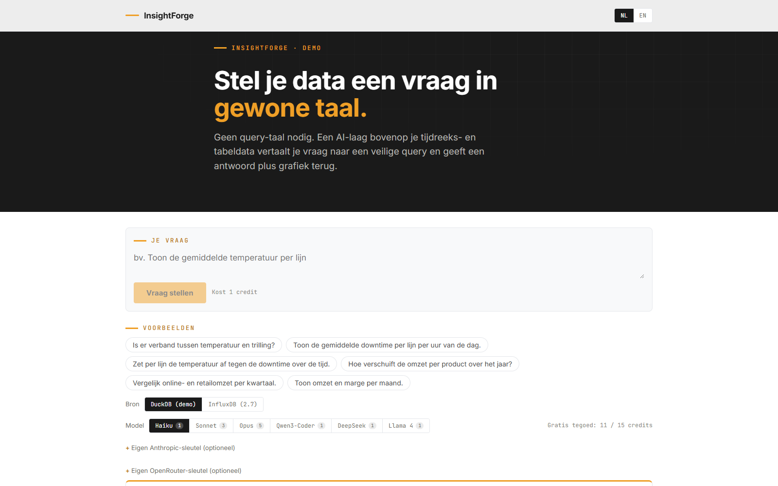 InsightForge — stel je data een vraag in gewone taal